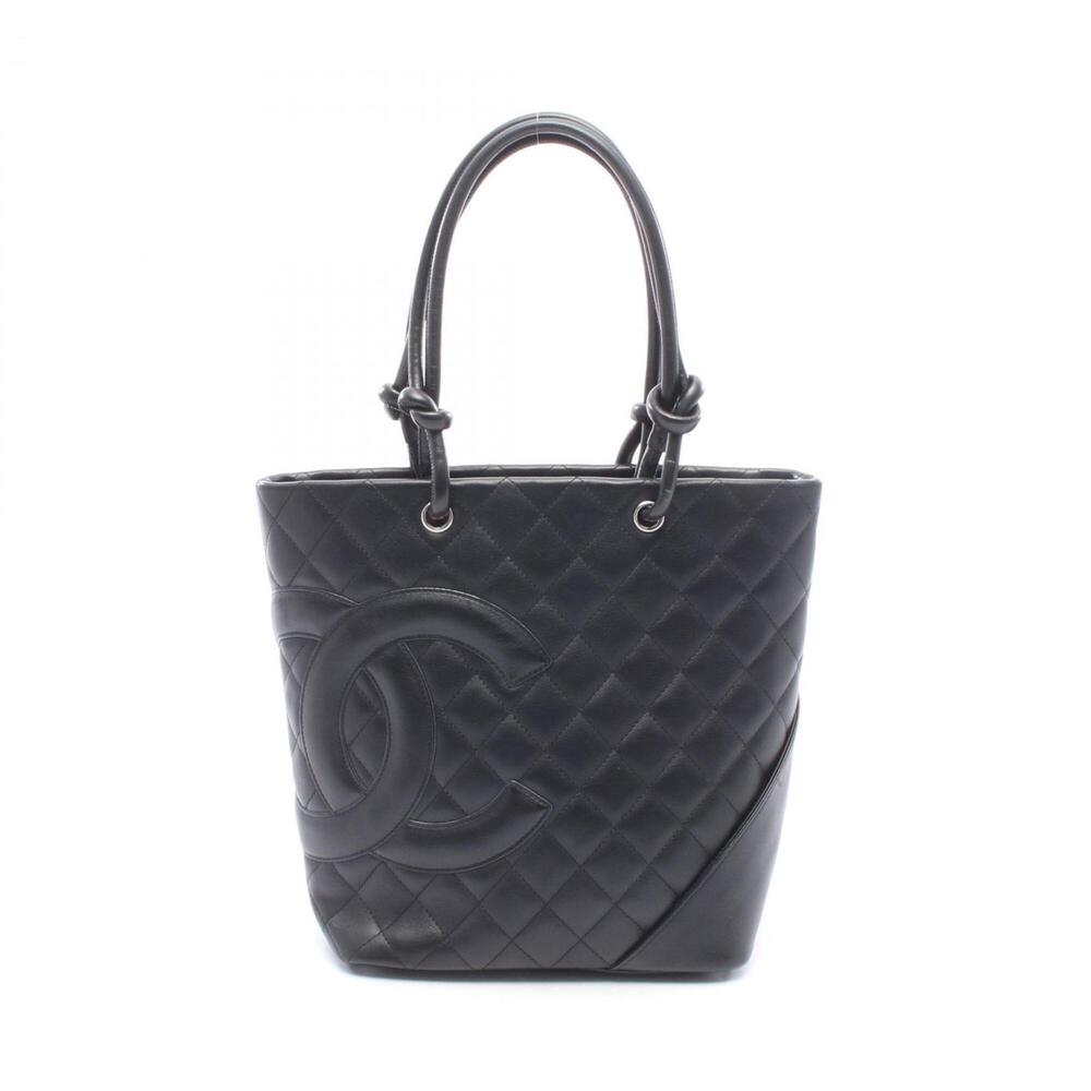 Chanel Cambon Line Medium Tote Bag Handbag, Lambskin Leather, Women's, Black ...